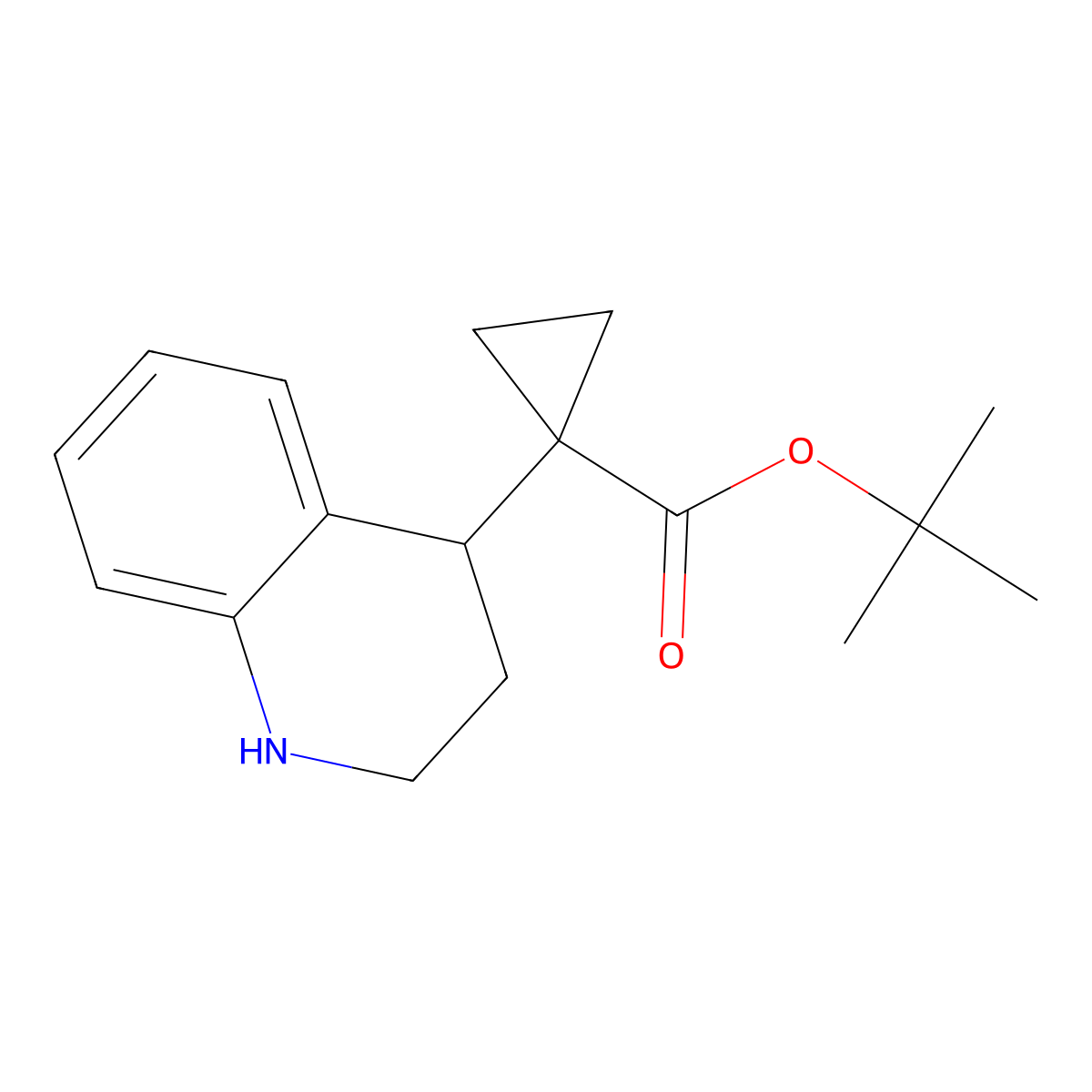 Tert-butyl 1-(1,2,3,4-tetrahydroquinolin-4-yl)cyclopropane-1-carboxylate molecular structure, CAS 2639423-78-0
