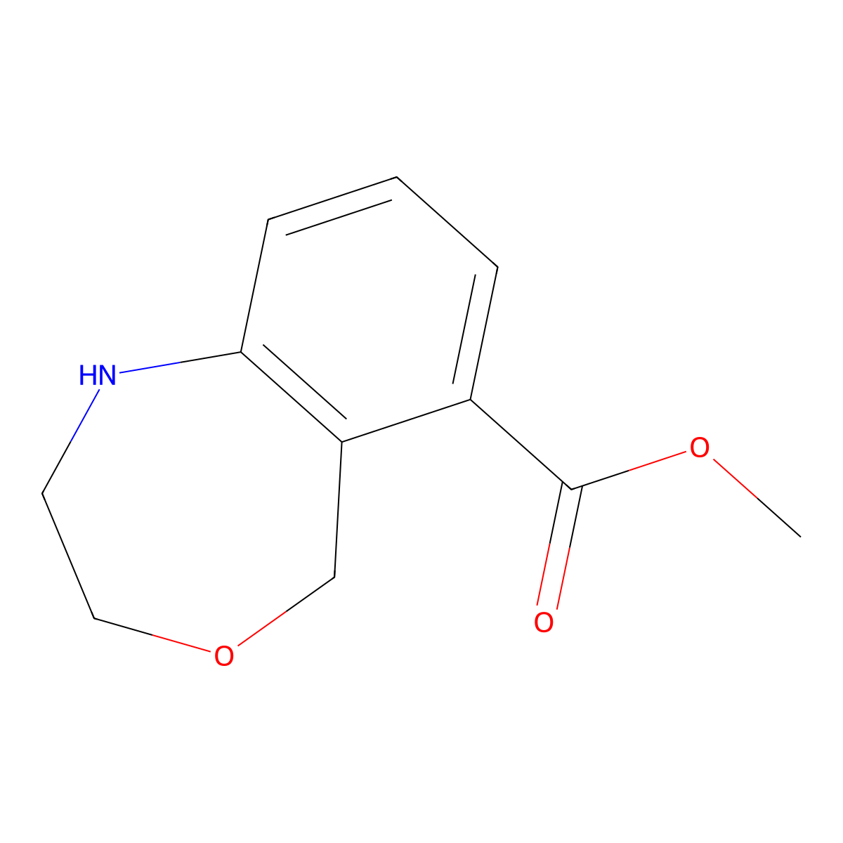 Methyl 1,2,3,5-tetrahydro-4,1-benzoxazepine-6-carboxylate molecular structure, CAS 2639423-91-7