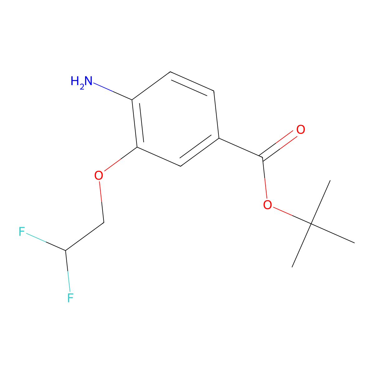 Tert-butyl 4-amino-3-(2,2-difluoroethoxy)benzoate molecular structure, CAS 2639423-93-9