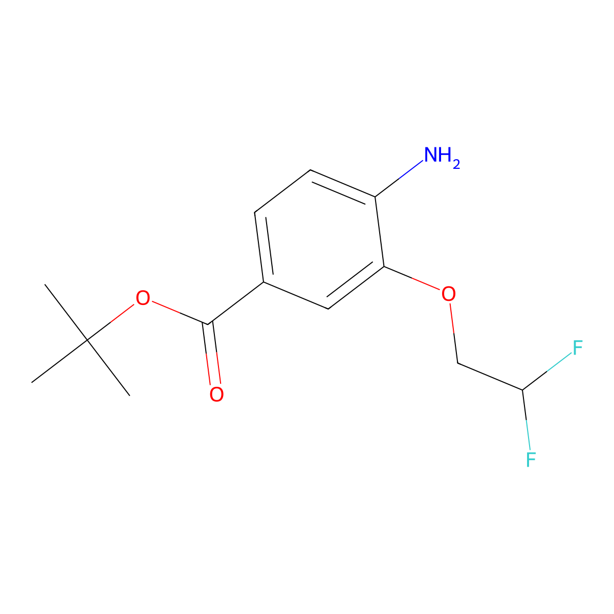 Tert-butyl 4-amino-3-(2,2-difluoroethoxy)benzoate molecular structure, CAS 2639423-93-9