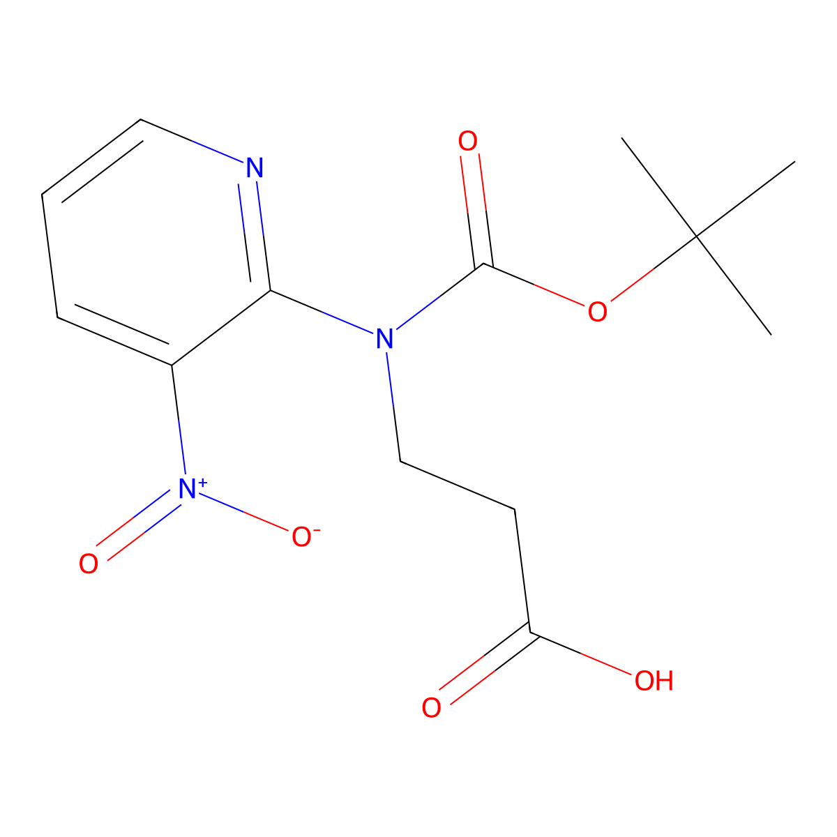 3-{[(Tert-butoxy)carbonyl](3-nitropyridin-2-yl)amino}propanoic acid molecular structure, CAS 2639423-94-0