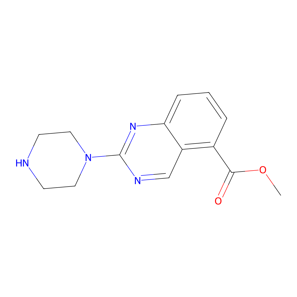 Methyl 2-(piperazin-1-yl)quinazoline-5-carboxylate molecular structure, CAS 2639424-17-0