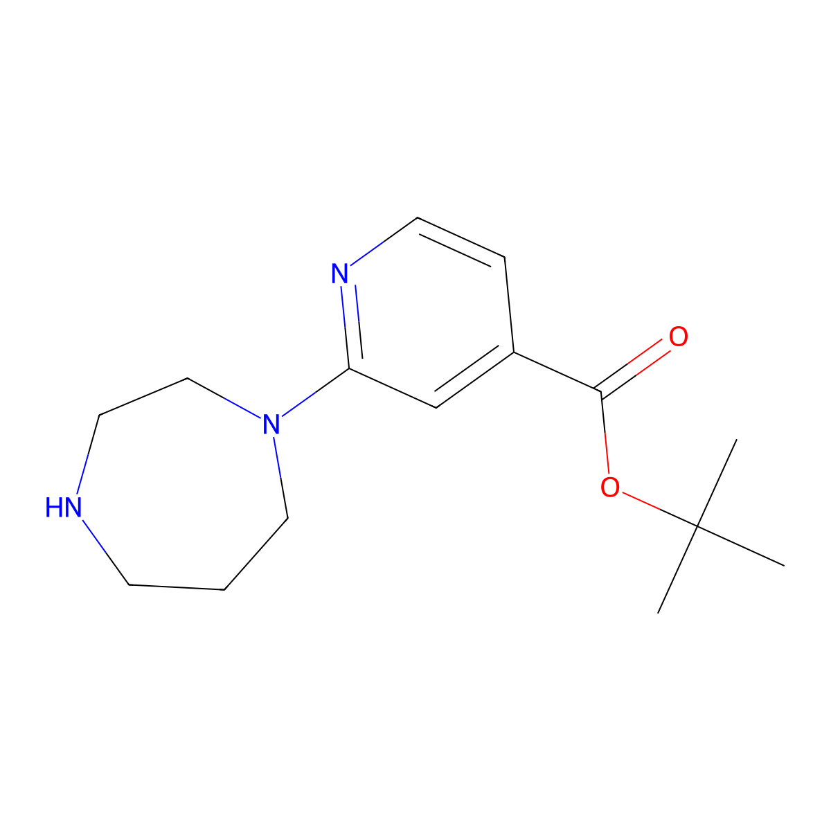 Tert-butyl 2-(1,4-diazepan-1-yl)pyridine-4-carboxylate molecular structure, CAS 2639424-18-1