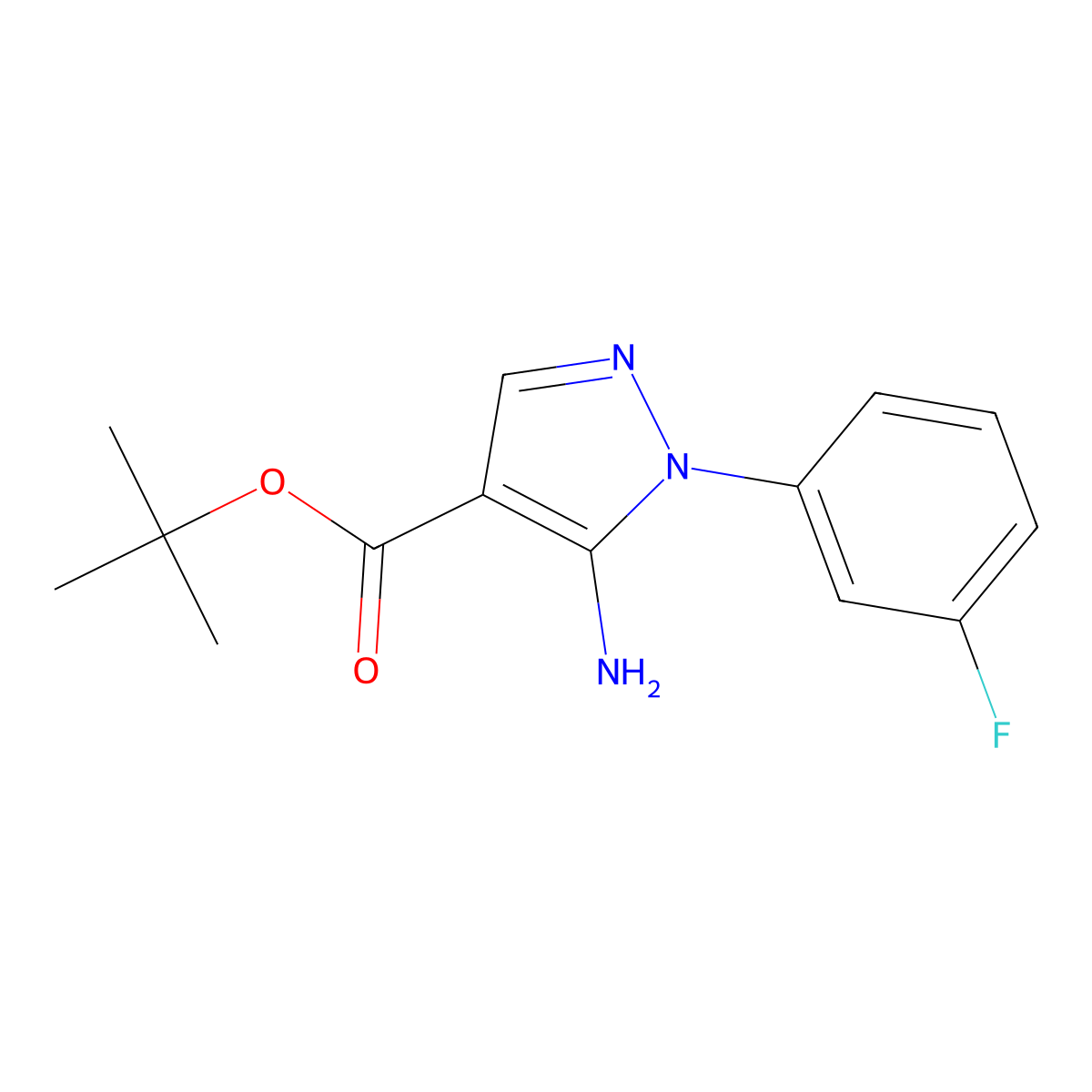 tert-butyl 5-amino-1-(3-fluorophenyl)-1H-pyrazole-4-carboxylate molecular structure, CAS 2639424-23-8