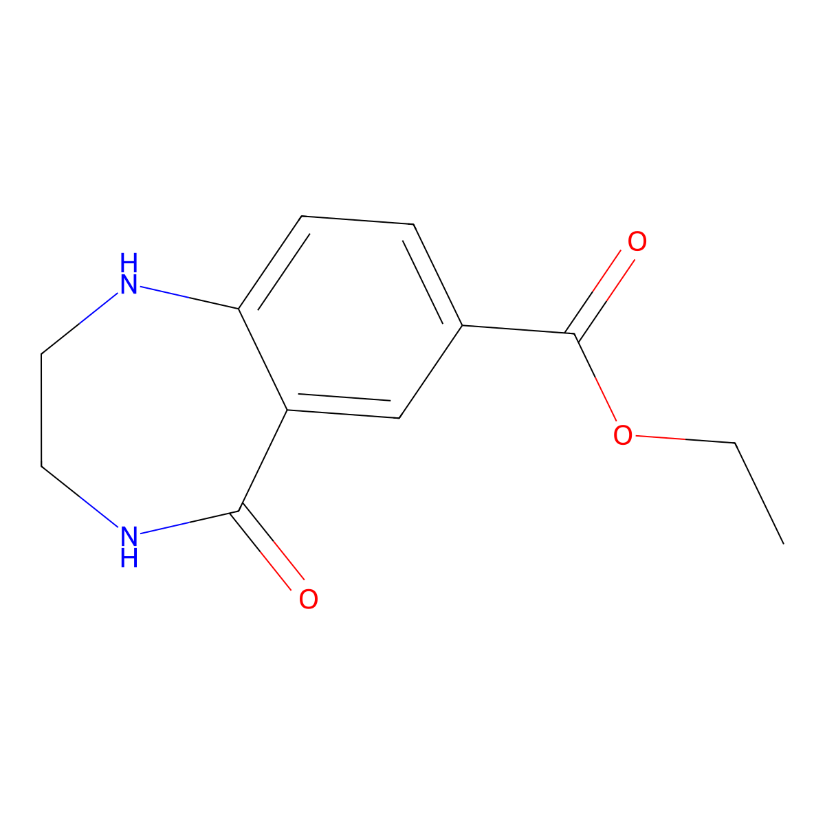 ethyl 5-oxo-2,3,4,5-tetrahydro-1H-1,4-benzodiazepine-7-carboxylate molecular structure, CAS 2639424-24-9