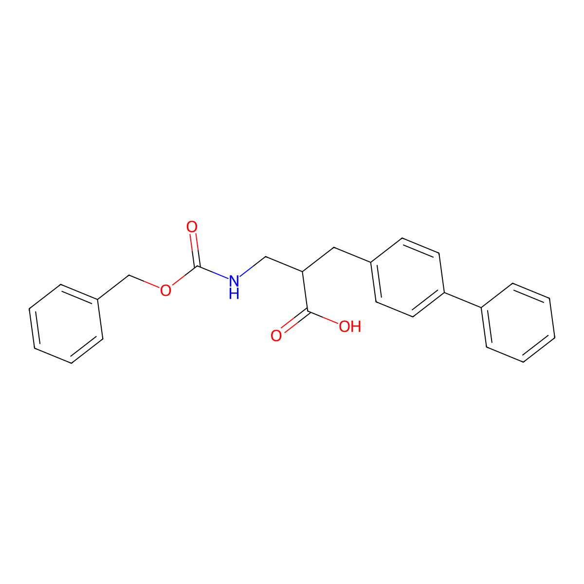 3-{[(Benzyloxy)carbonyl]amino}-2-[(4-phenylphenyl)methyl]propanoic acid molecular structure, CAS 2639424-34-1