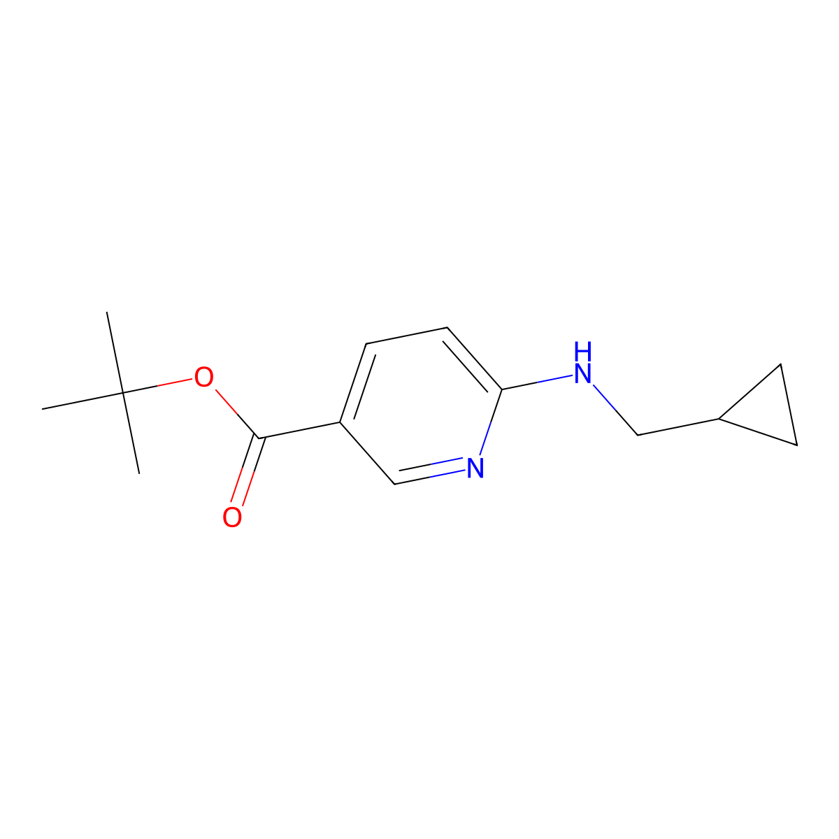 Tert-butyl 6-[(cyclopropylmethyl)amino]pyridine-3-carboxylate molecular structure, CAS 2639424-49-8