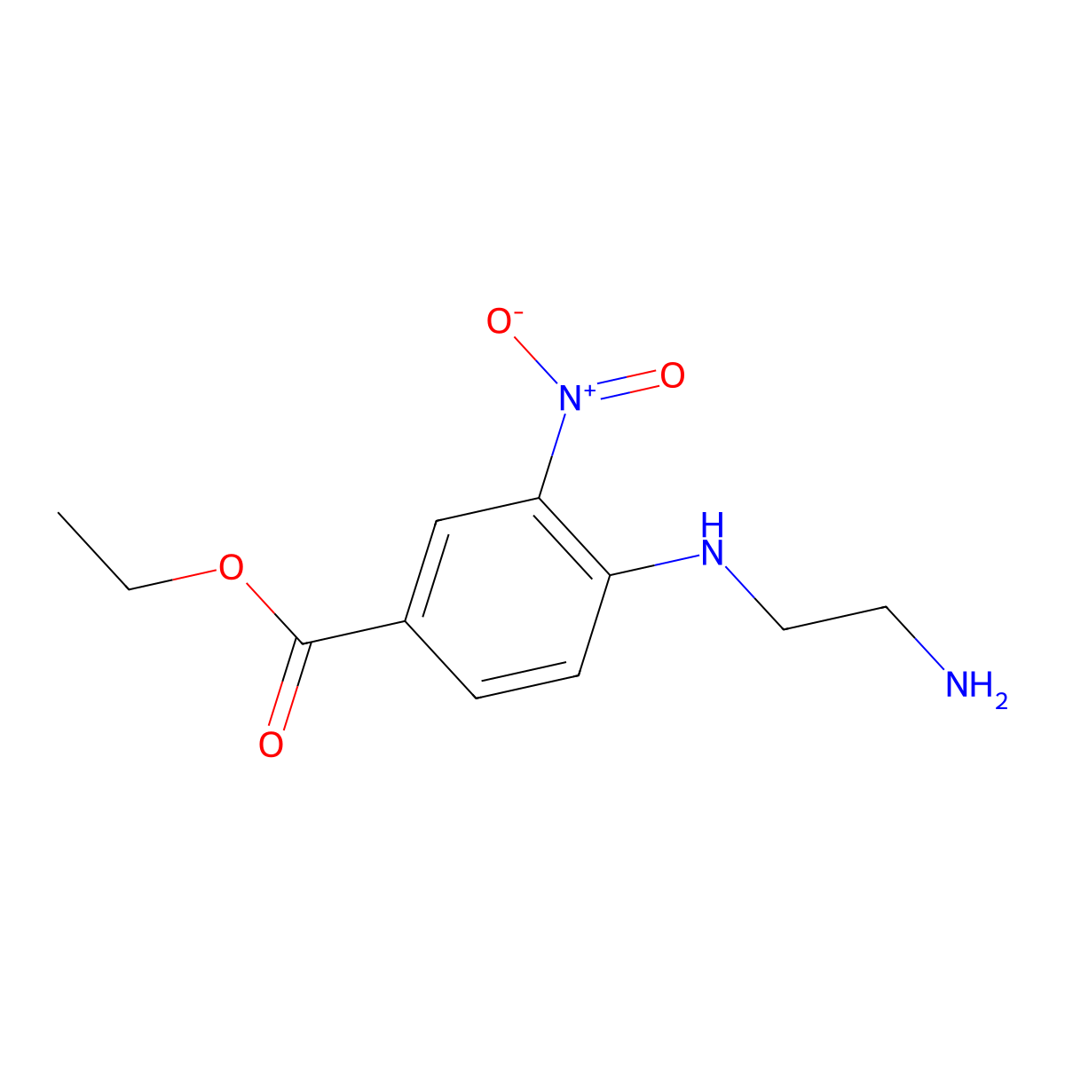 Ethyl 4-[(2-aminoethyl)amino]-3-nitrobenzoate molecular structure, CAS 2639424-59-0