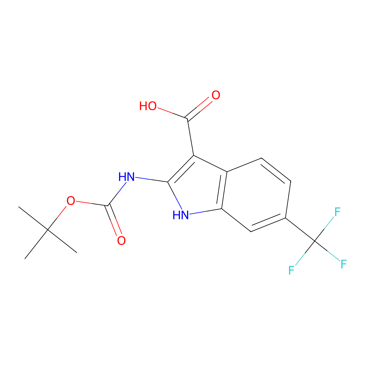 2-{[(tert-butoxy)carbonyl]amino}-6-(trifluoromethyl)-1H-indole-3-carboxylic acid molecular structure, CAS 2639424-60-3