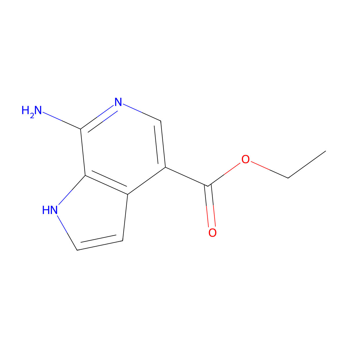 ethyl 7-amino-1H-pyrrolo[2,3-c]pyridine-4-carboxylate molecular structure, CAS 2639424-90-9