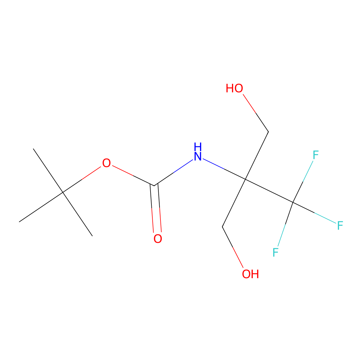 tert-butyl N-[1,3-dihydroxy-2-(trifluoromethyl)propan-2-yl]carbamate molecular structure, CAS 2639425-12-8