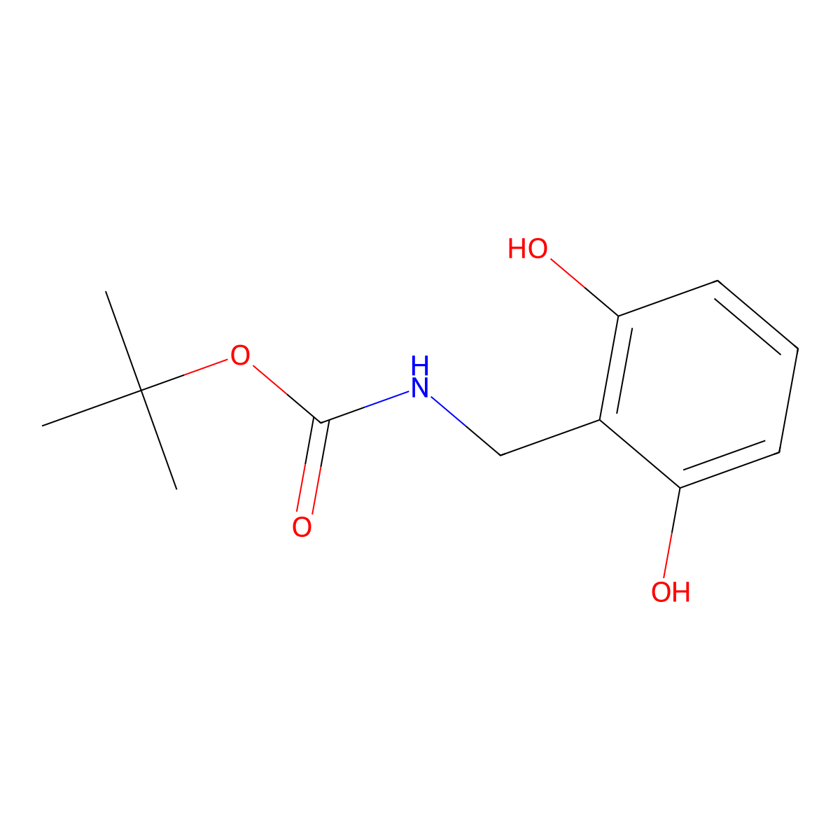 tert-butyl N-[(2,6-dihydroxyphenyl)methyl]carbamate molecular structure, CAS 2639425-16-2