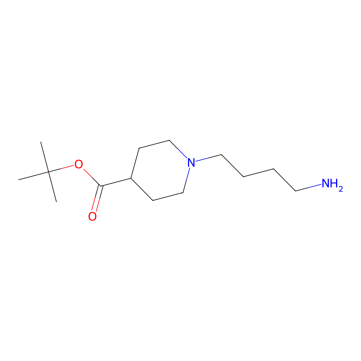 Tert-butyl 1-(4-aminobutyl)piperidine-4-carboxylate molecular structure, CAS 2639425-19-5
