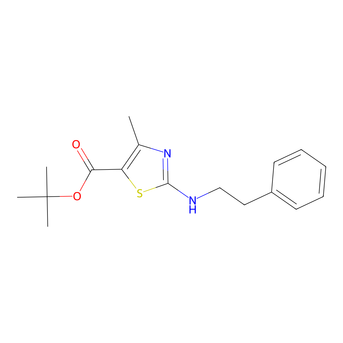 Tert-butyl 4-methyl-2-[(2-phenylethyl)amino]-1,3-thiazole-5-carboxylate molecular structure, CAS 2639425-31-1