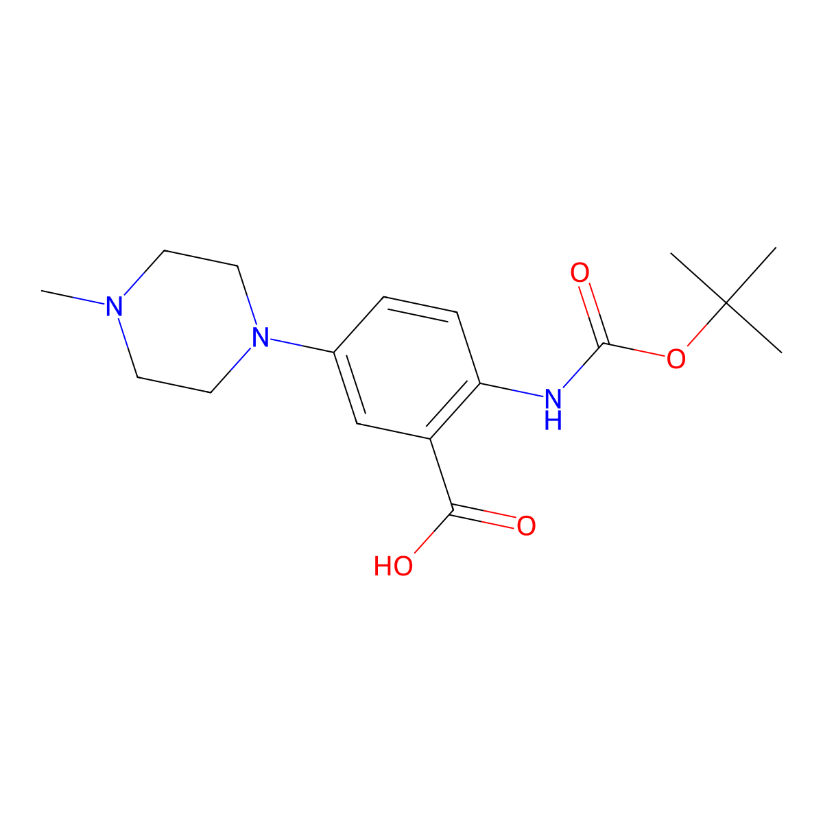 2-{[(Tert-butoxy)carbonyl]amino}-5-(4-methylpiperazin-1-yl)benzoic acid molecular structure, CAS 2639425-33-3
