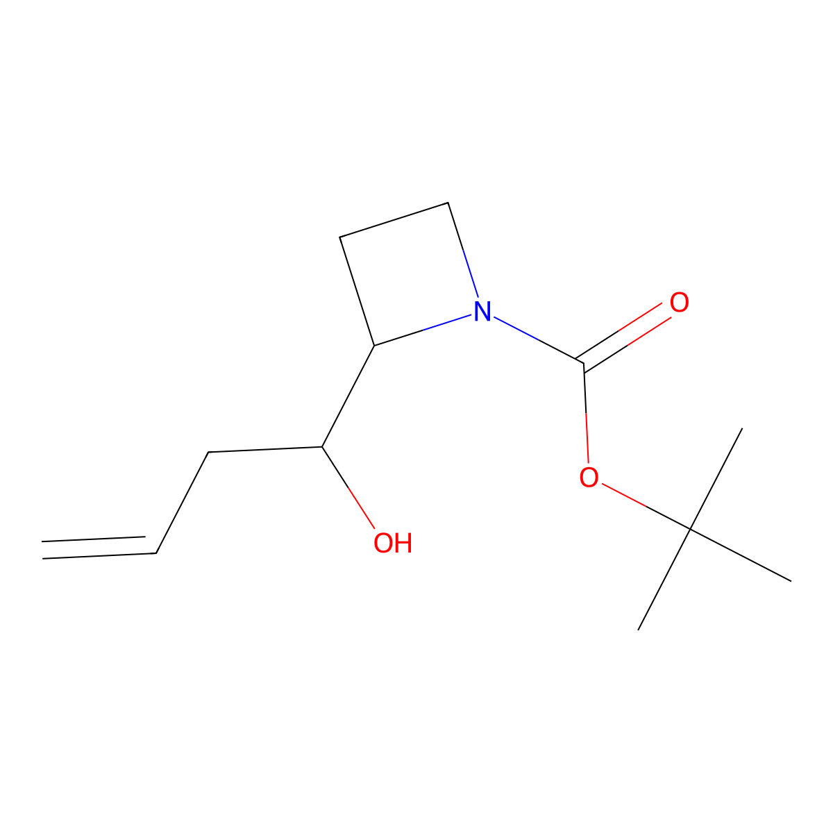 Tert-butyl 2-(1-hydroxybut-3-en-1-yl)azetidine-1-carboxylate molecular structure, CAS 2639425-39-9