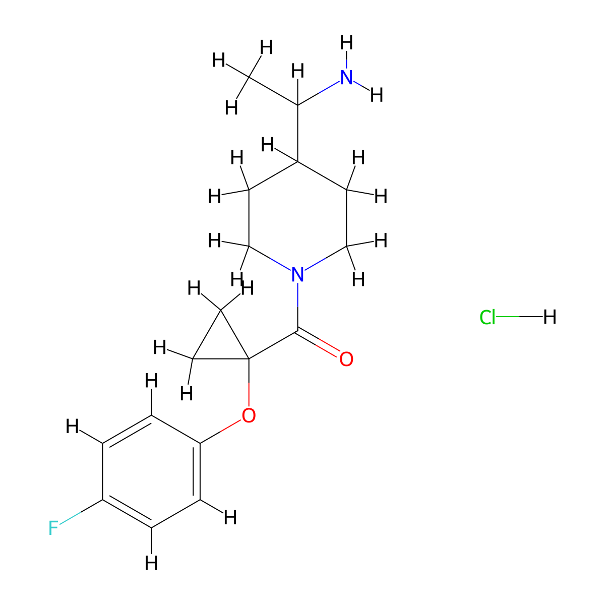 1-{1-[1-(4-Fluorophenoxy)cyclopropanecarbonyl]piperidin-4-yl}ethan-1-amine hydrochloride molecular structure, CAS 2639425-51-5