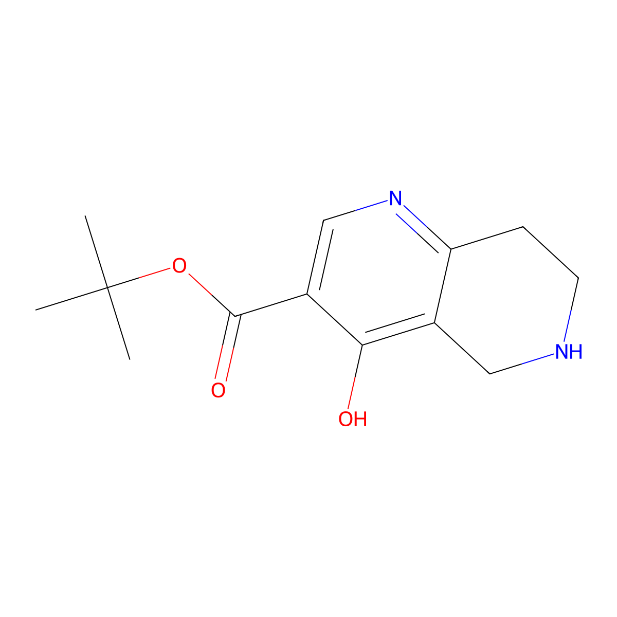 Tert-butyl 4-hydroxy-5,6,7,8-tetrahydro-1,6-naphthyridine-3-carboxylate molecular structure, CAS 2639425-59-3