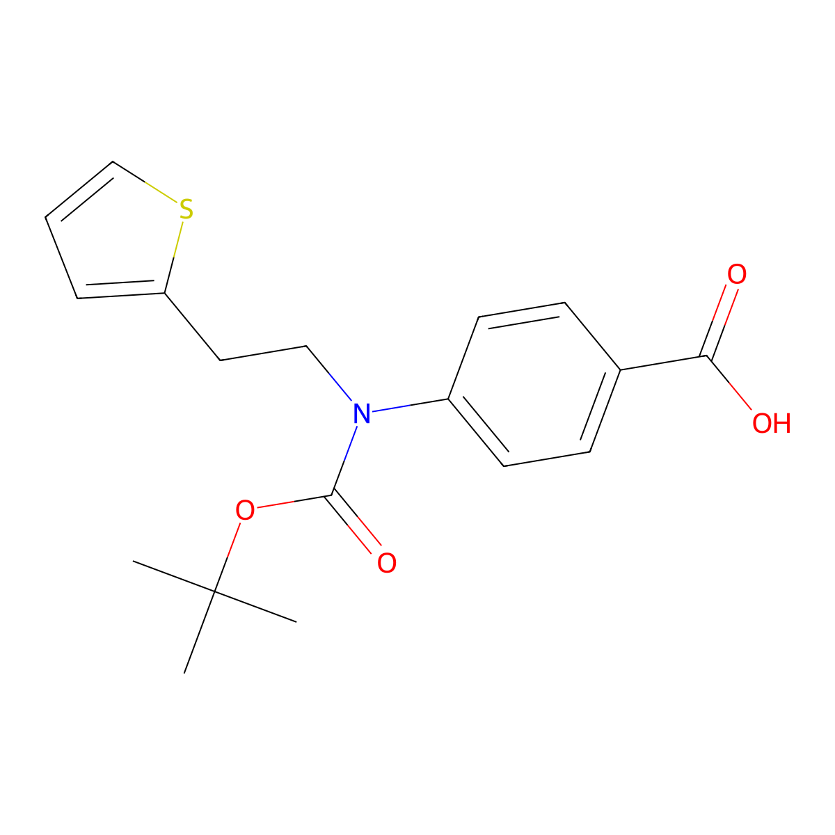 4-{[(Tert-butoxy)carbonyl][2-(thiophen-2-yl)ethyl]amino}benzoic acid molecular structure, CAS 2639425-79-7