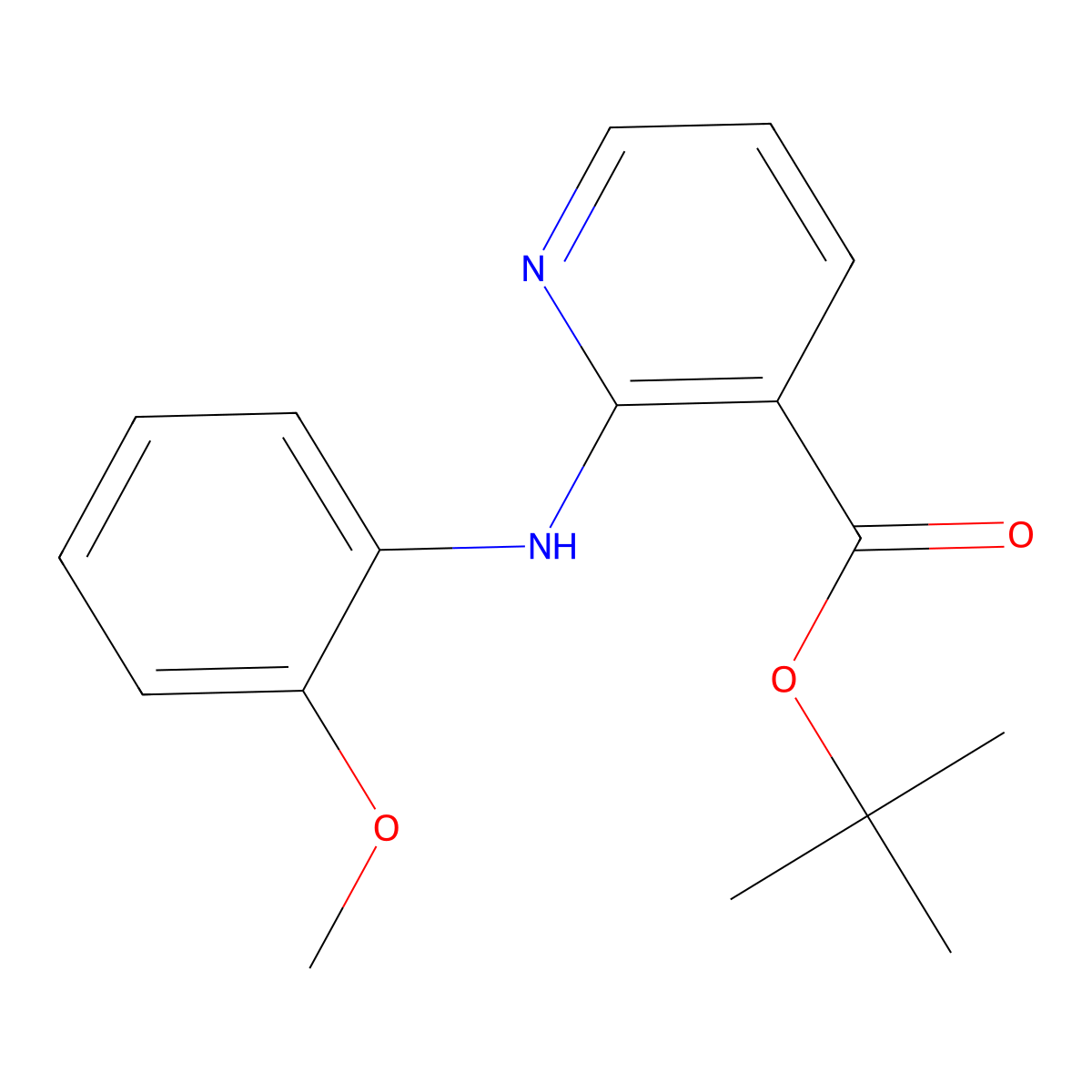 Tert-butyl 2-[(2-methoxyphenyl)amino]pyridine-3-carboxylate molecular structure, CAS 2639425-84-4