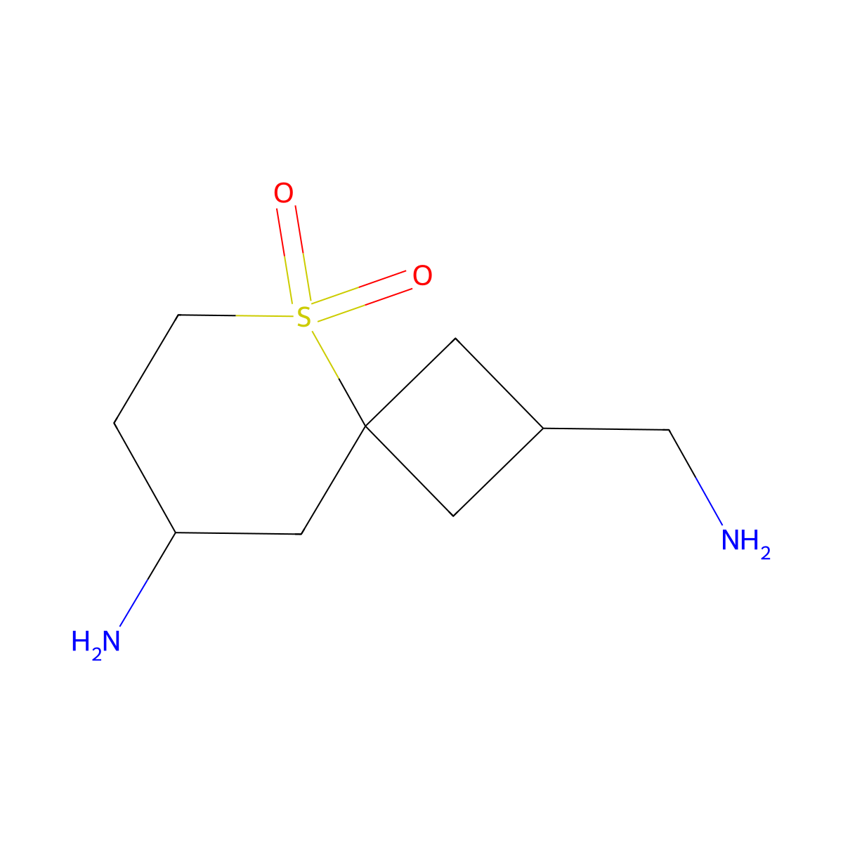 8-Amino-2-(aminomethyl)-5lambda6-thiaspiro[3.5]nonane-5,5-dione molecular structure, CAS 2639426-09-6