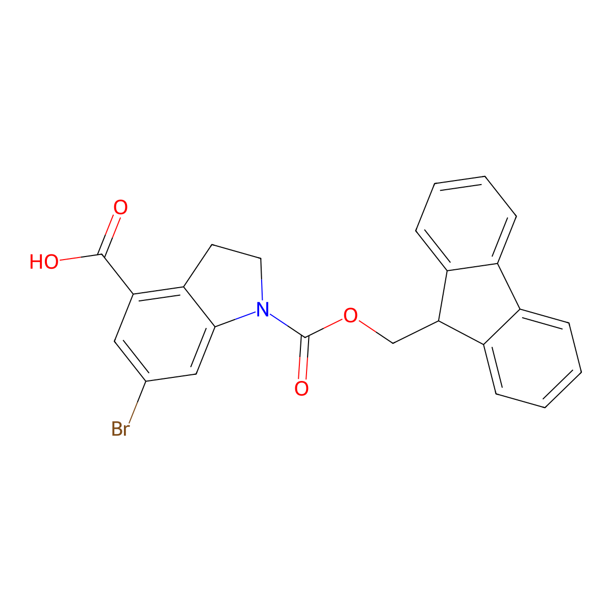 6-bromo-1-{[(9H-fluoren-9-yl)methoxy]carbonyl}-2,3-dihydro-1H-indole-4-carboxylic acid molecular structure, CAS 2639426-13-2
