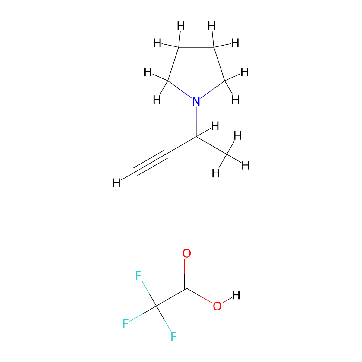 1-(But-3-yn-2-yl)pyrrolidine,trifluoroaceticacid molecular structure, CAS 2639426-27-8