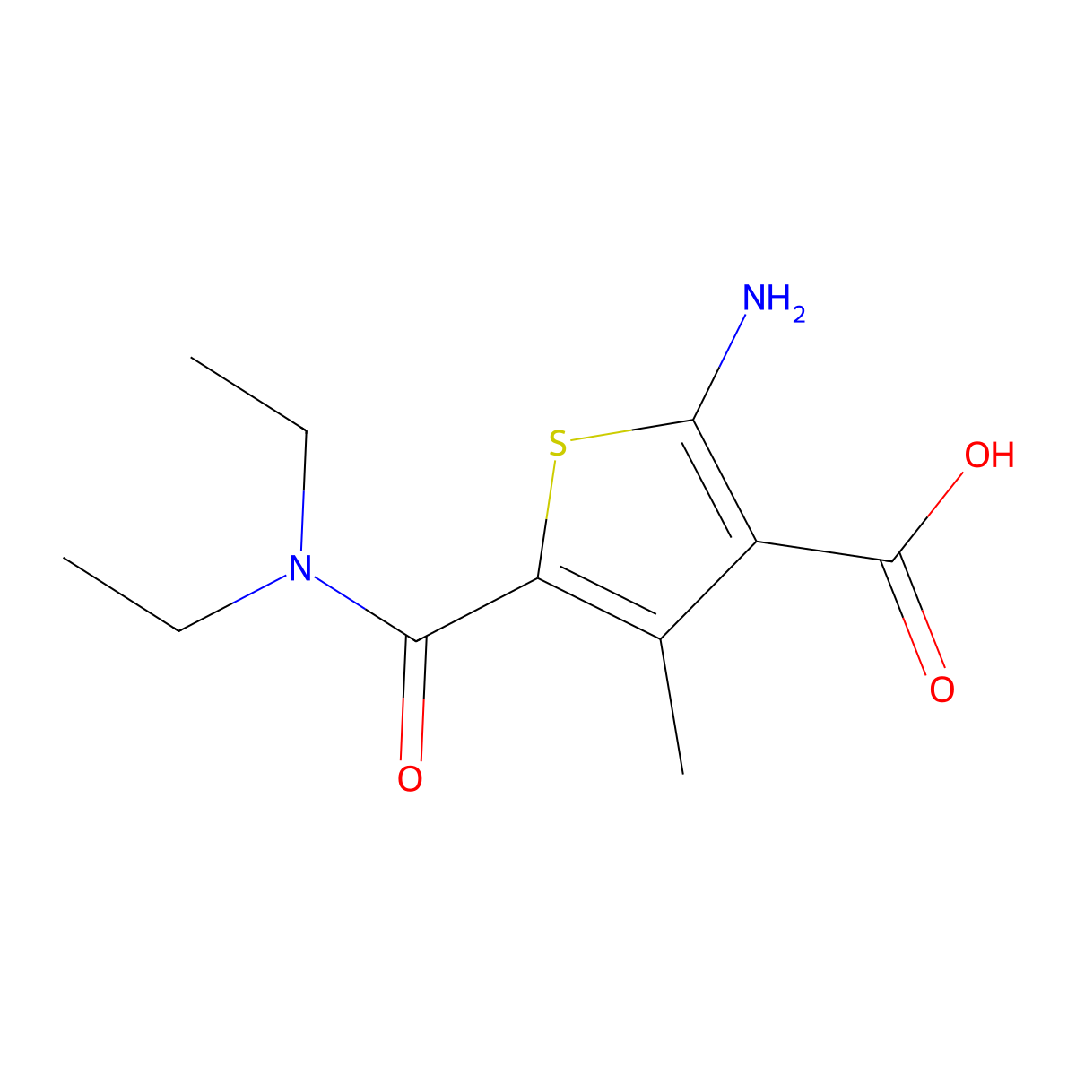 2-Amino-5-(diethylcarbamoyl)-4-methylthiophene-3-carboxylic acid molecular structure, CAS 2639426-35-8