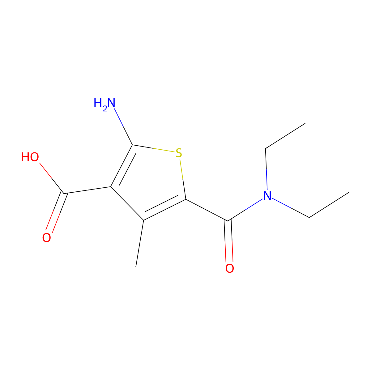 2-Amino-5-(diethylcarbamoyl)-4-methylthiophene-3-carboxylic acid molecular structure, CAS 2639426-35-8