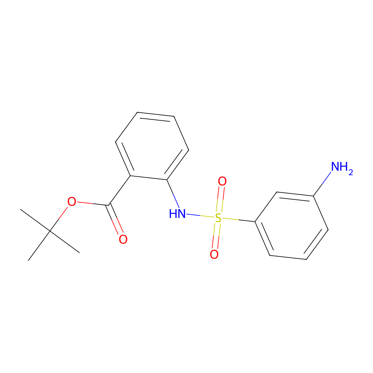 Tert-butyl 2-(3-aminobenzenesulfonamido)benzoate molecular structure, CAS 2639426-38-1