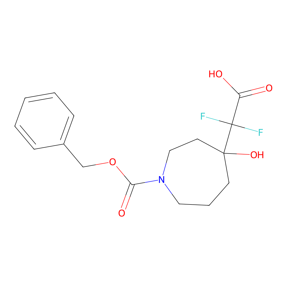 2-{1-[(Benzyloxy)carbonyl]-4-hydroxyazepan-4-yl}-2,2-difluoroacetic acid molecular structure, CAS 2639426-64-3