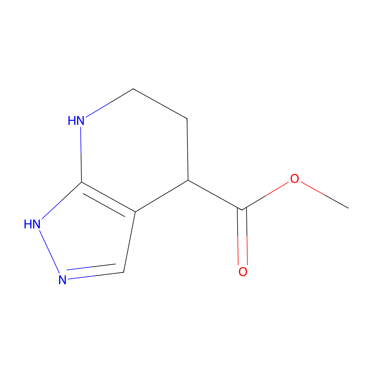 methyl 1H,4H,5H,6H,7H-pyrazolo[3,4-b]pyridine-4-carboxylate molecular structure, CAS 2639426-68-7