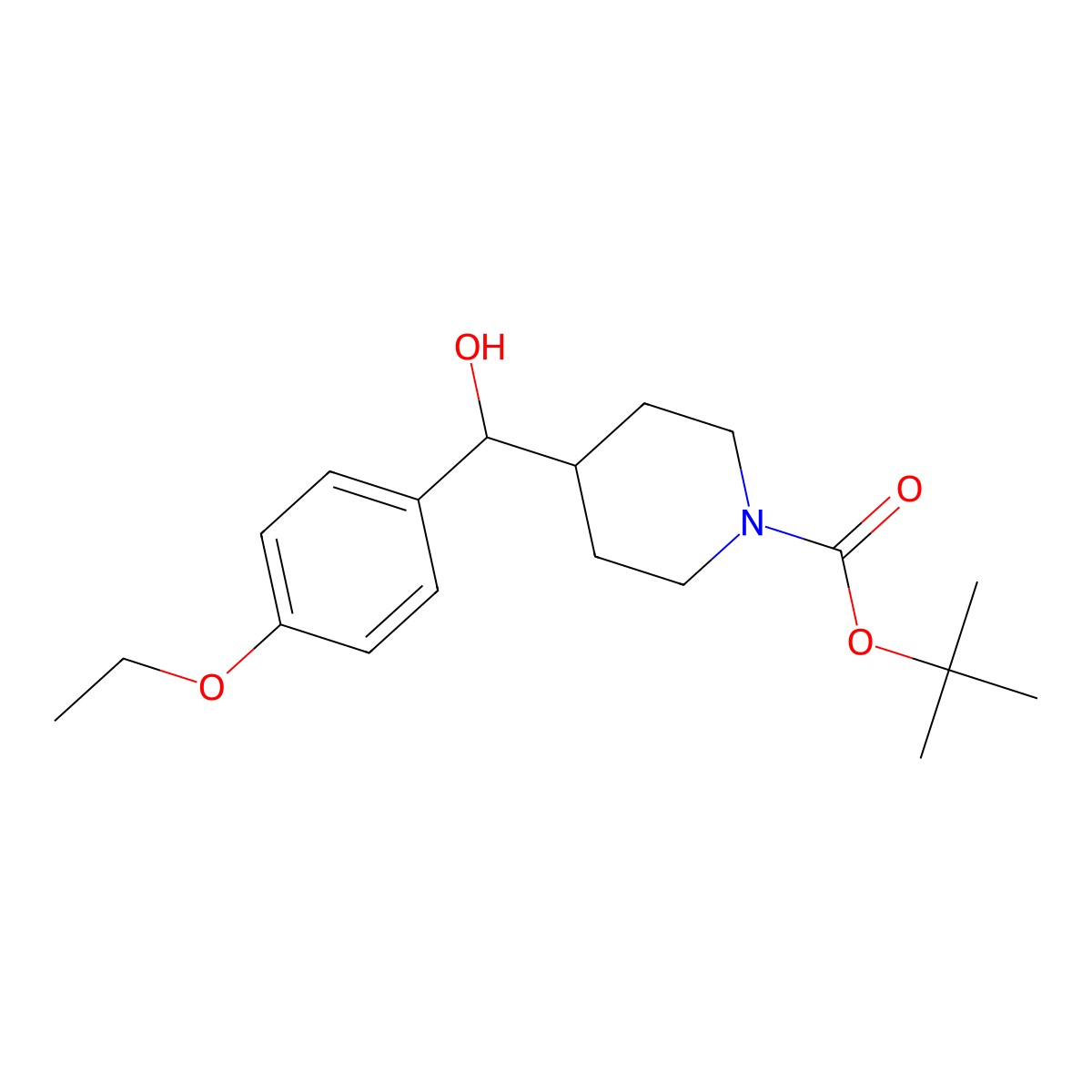 Tert-butyl 4-[(4-ethoxyphenyl)(hydroxy)methyl]piperidine-1-carboxylate molecular structure, CAS 2639426-71-2