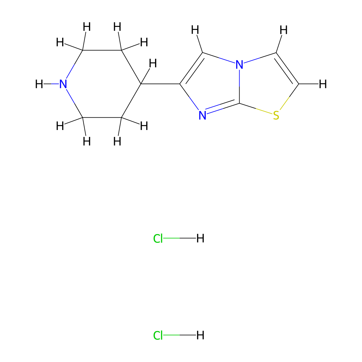 4-{Imidazo[2,1-b][1,3]thiazol-6-yl}piperidine dihydrochloride molecular structure, CAS 2639426-81-4