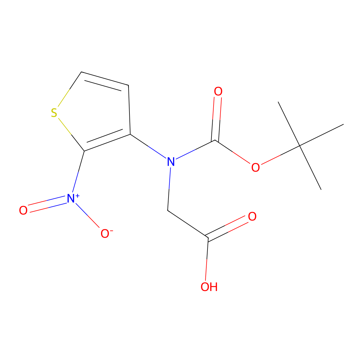 2-{[(Tert-butoxy)carbonyl](2-nitrothiophen-3-yl)amino}acetic acid molecular structure, CAS 2639426-82-5