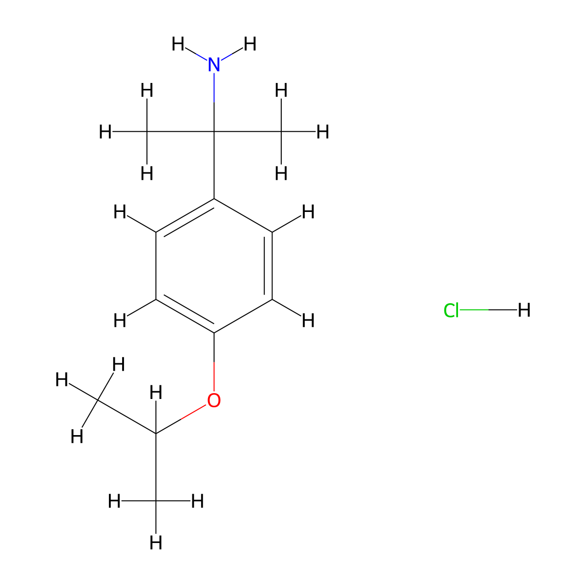 2-[4-(Propan-2-yloxy)phenyl]propan-2-amine hydrochloride molecular structure, CAS 2639426-83-6