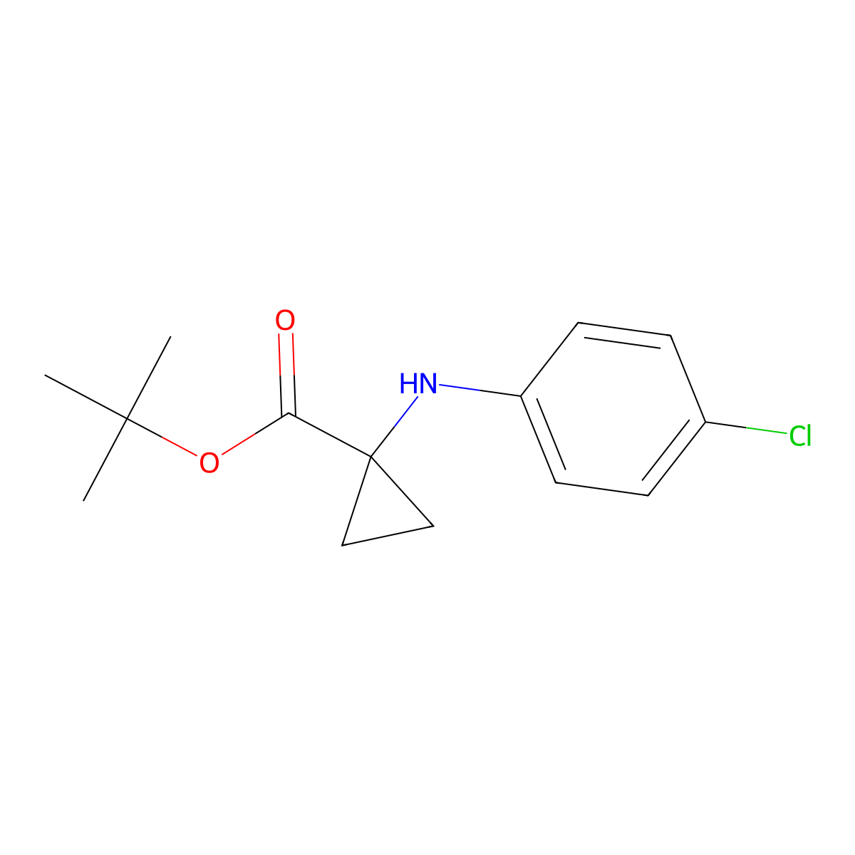 Tert-butyl 1-[(4-chlorophenyl)amino]cyclopropane-1-carboxylate molecular structure, CAS 2639426-84-7