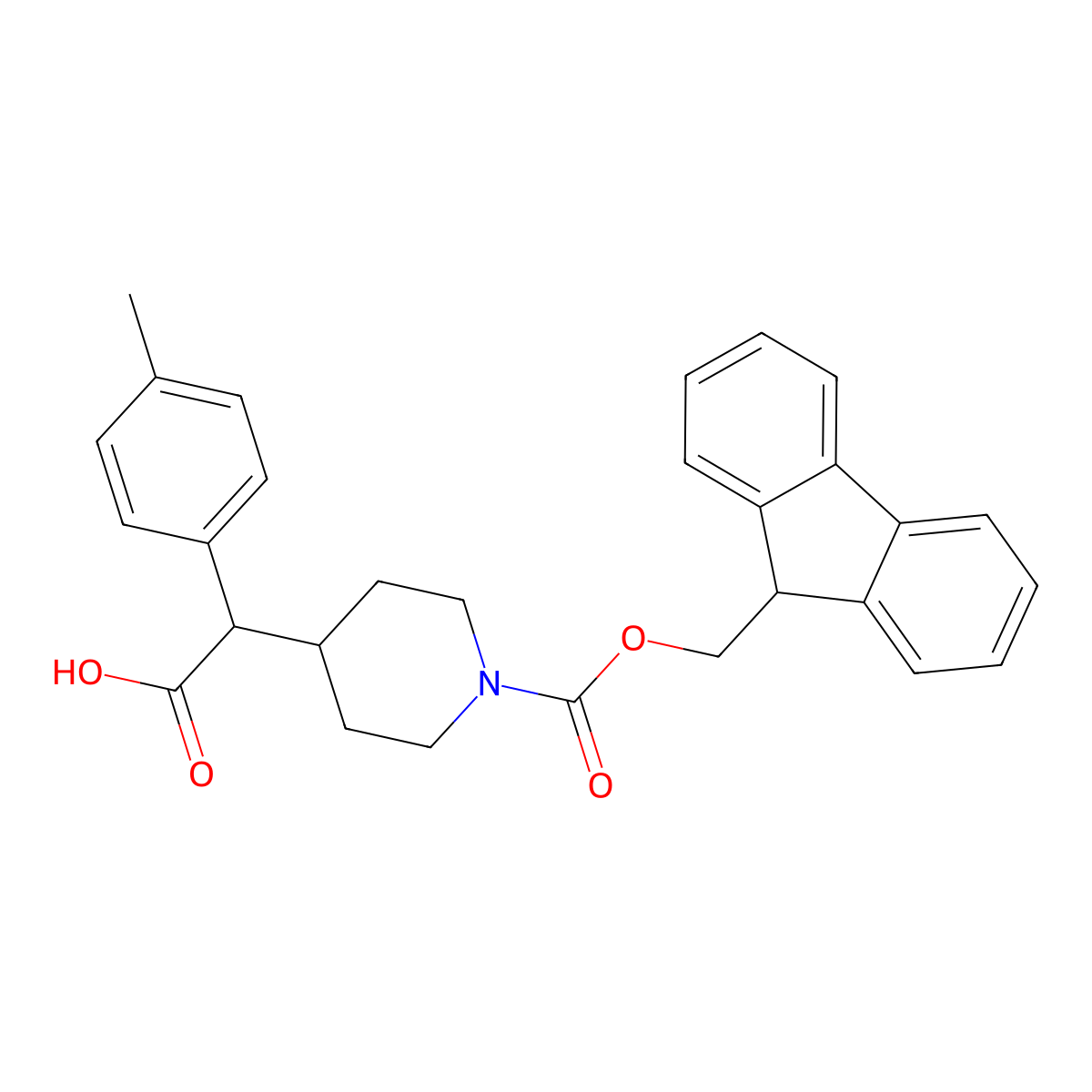 2-(1-{[(9H-fluoren-9-yl)methoxy]carbonyl}piperidin-4-yl)-2-(4-methylphenyl)acetic acid molecular structure, CAS 2639426-87-0