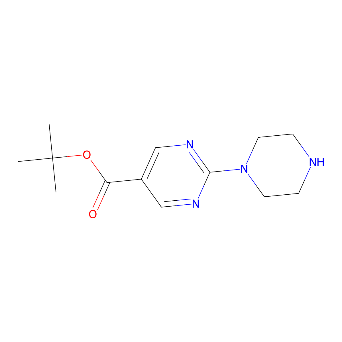 Tert-butyl 2-(piperazin-1-yl)pyrimidine-5-carboxylate molecular structure, CAS 2639426-93-8