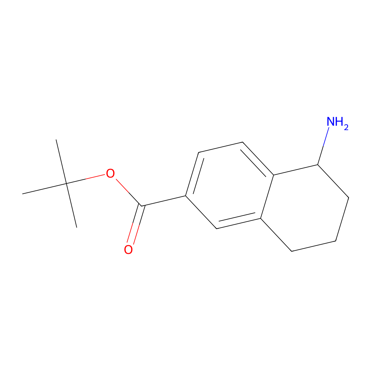 Tert-butyl 5-amino-5,6,7,8-tetrahydronaphthalene-2-carboxylate molecular structure, CAS 2639427-03-3