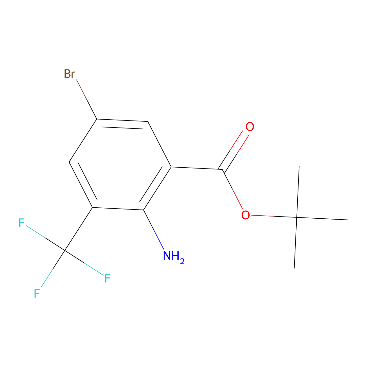 Tert-butyl 2-amino-5-bromo-3-(trifluoromethyl)benzoate molecular structure, CAS 2639427-07-7