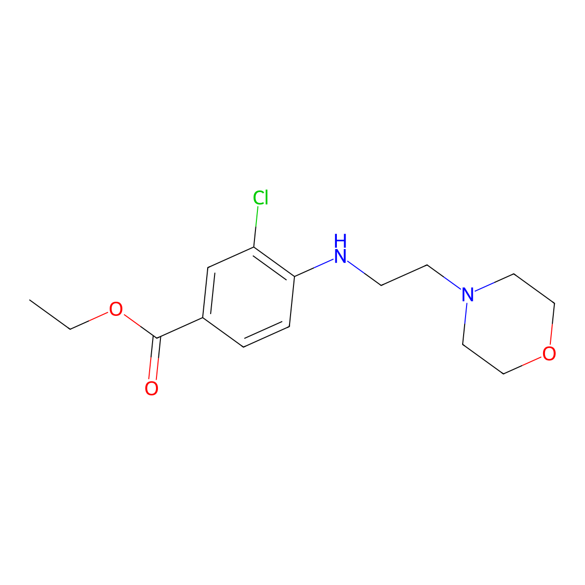 Ethyl 3-chloro-4-{[2-(morpholin-4-yl)ethyl]amino}benzoate molecular structure, CAS 2639427-09-9