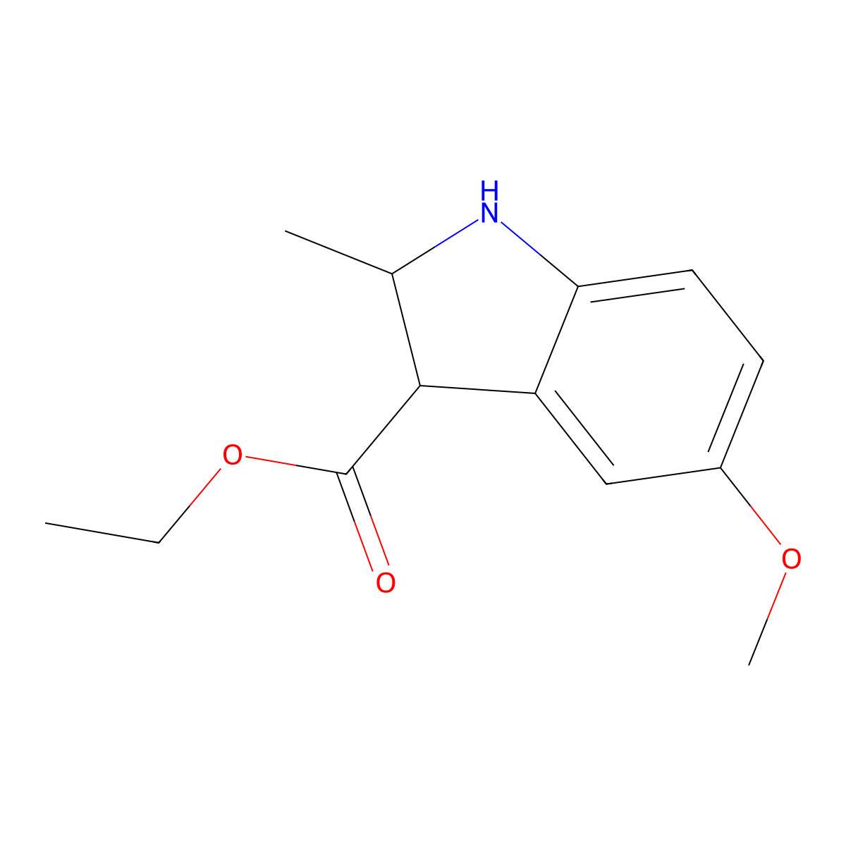 ethyl 5-methoxy-2-methyl-2,3-dihydro-1H-indole-3-carboxylate molecular structure, CAS 2639427-20-4