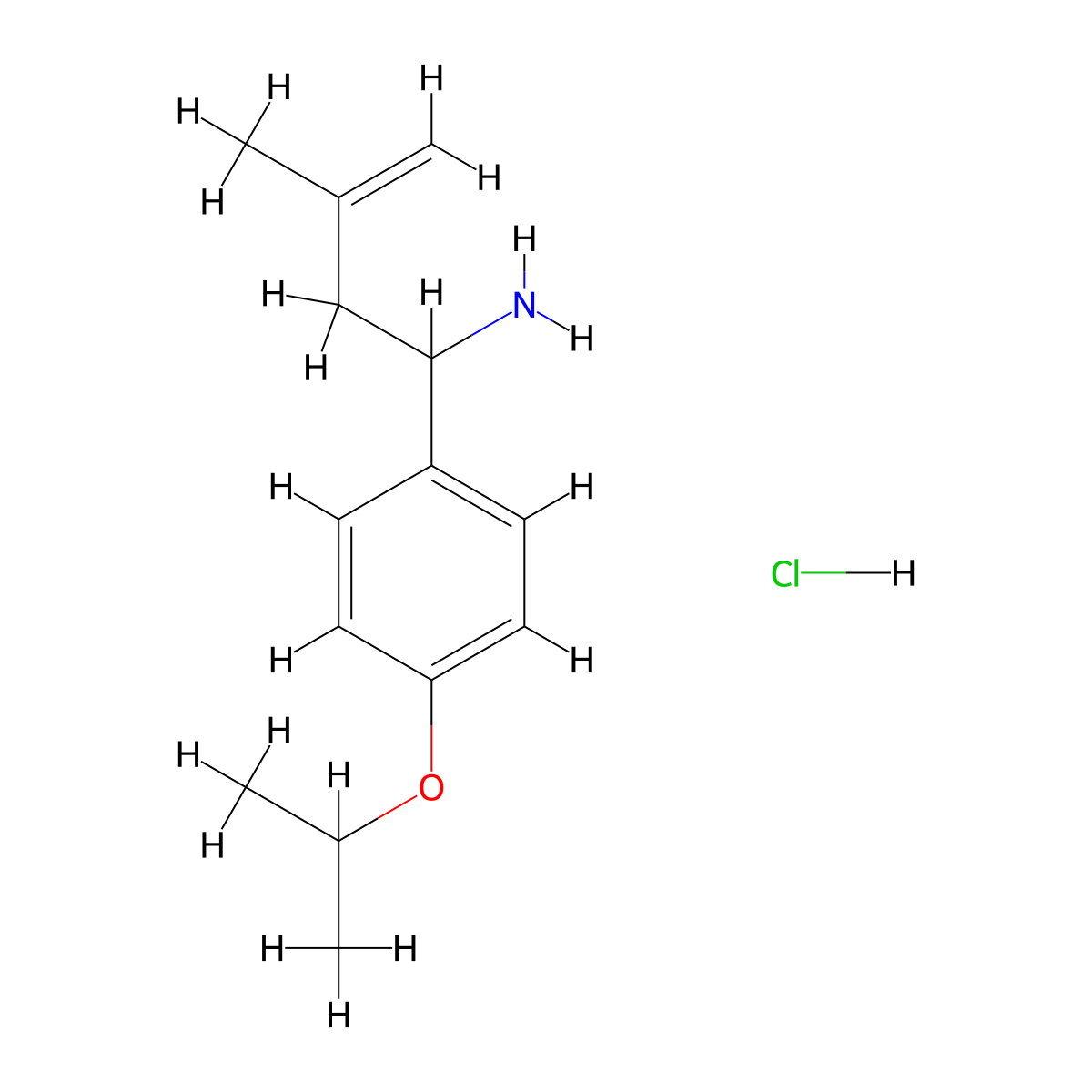 3-Methyl-1-[4-(propan-2-yloxy)phenyl]but-3-en-1-amine hydrochloride molecular structure, CAS 2639427-22-6