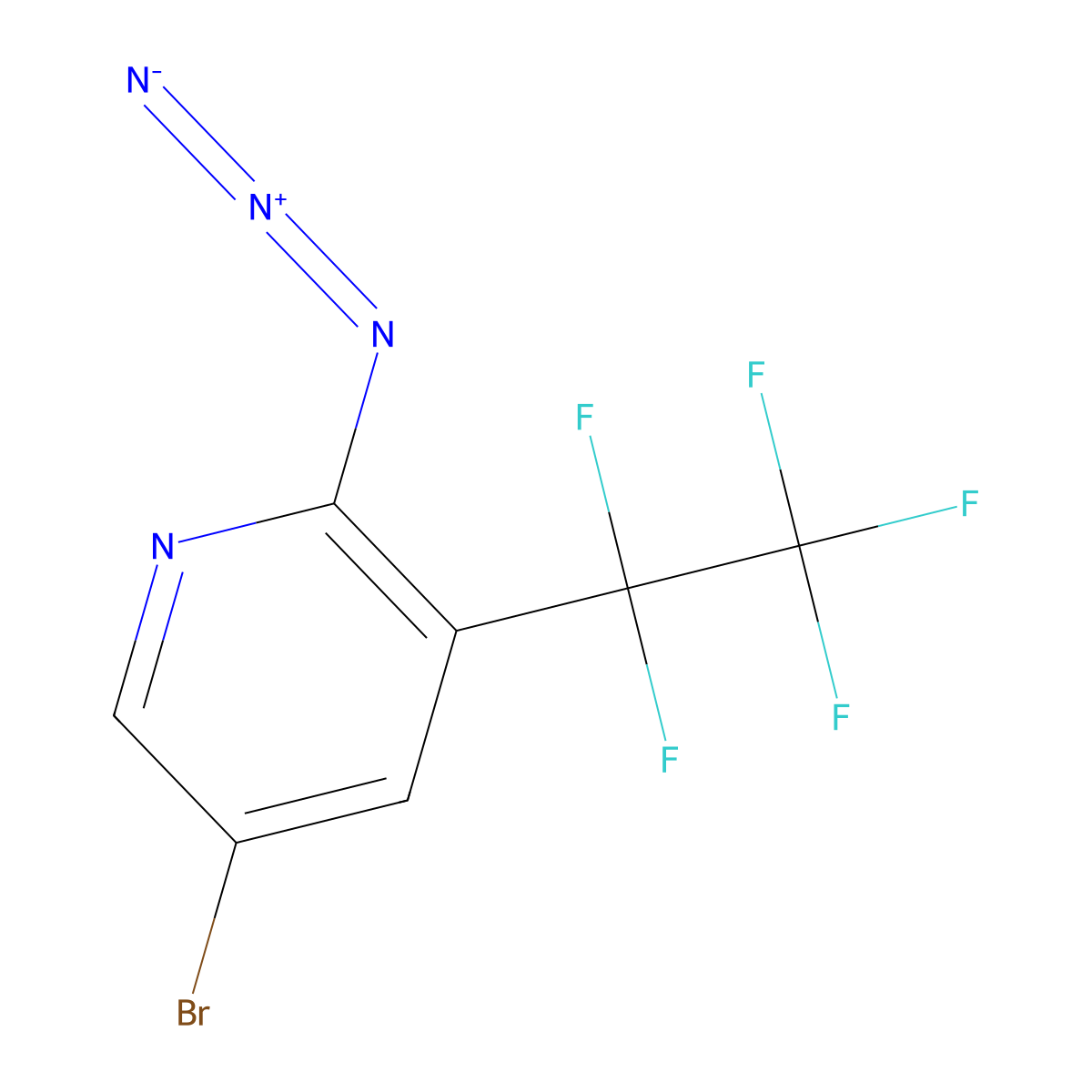 2-Azido-5-bromo-3-(1,1,2,2,2-pentafluoroethyl)pyridine molecular structure, CAS 2639427-29-3