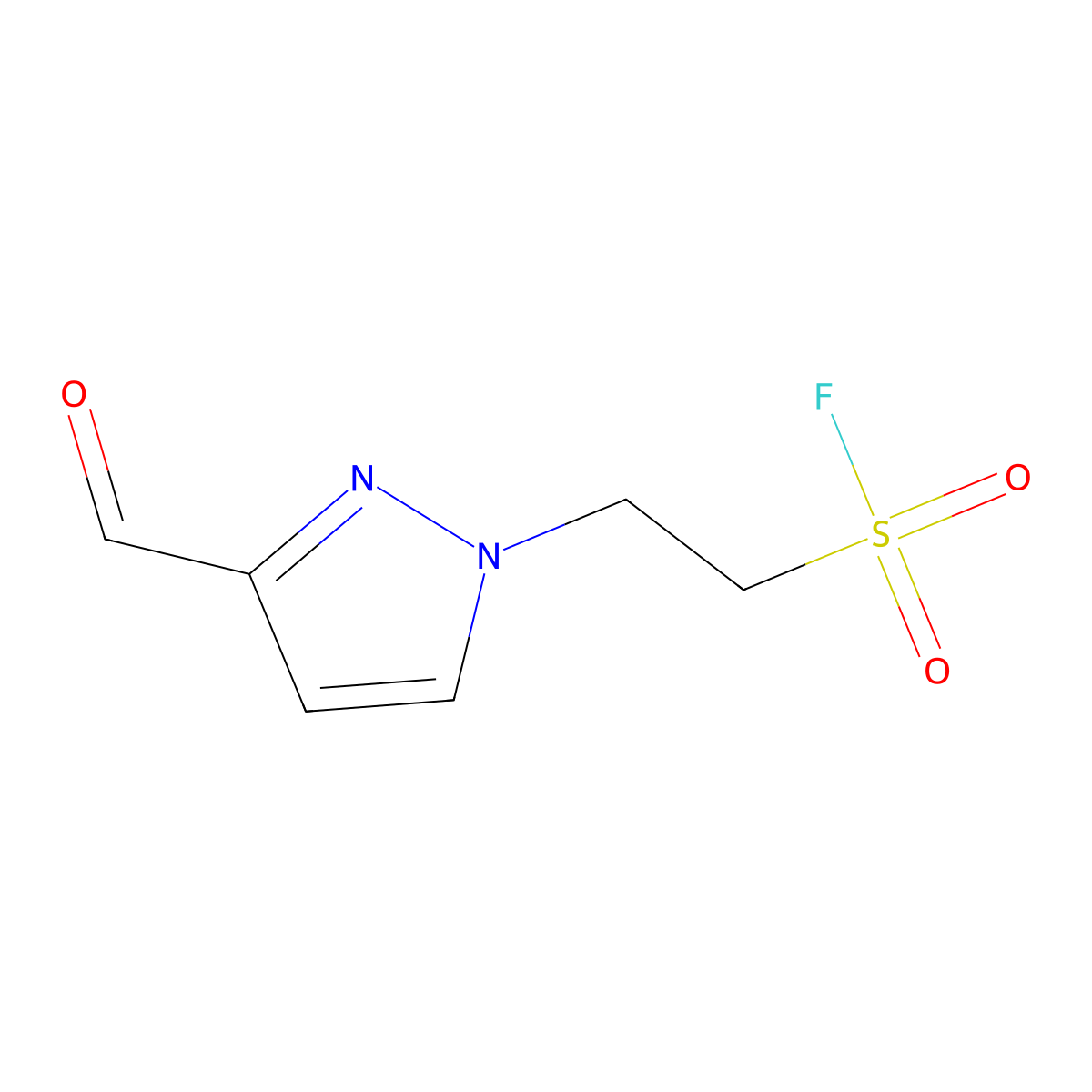 2-(3-formyl-1H-pyrazol-1-yl)ethane-1-sulfonyl fluoride molecular structure, CAS 2639427-34-0