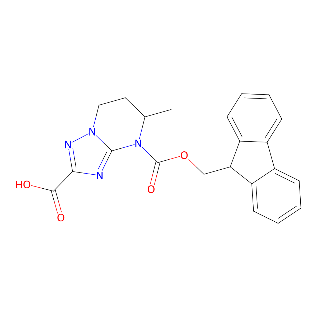 4-{[(9H-fluoren-9-yl)methoxy]carbonyl}-5-methyl-4H,5H,6H,7H-[1,2,4]triazolo[1,5-a]pyrimidine-2-carboxylic acid molecular structure, CAS 2639427-38-4