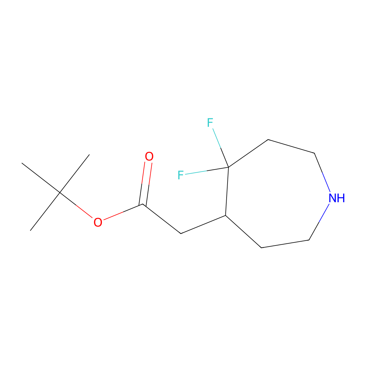 Tert-butyl 2-(5,5-difluoroazepan-4-yl)acetate molecular structure, CAS 2639427-40-8