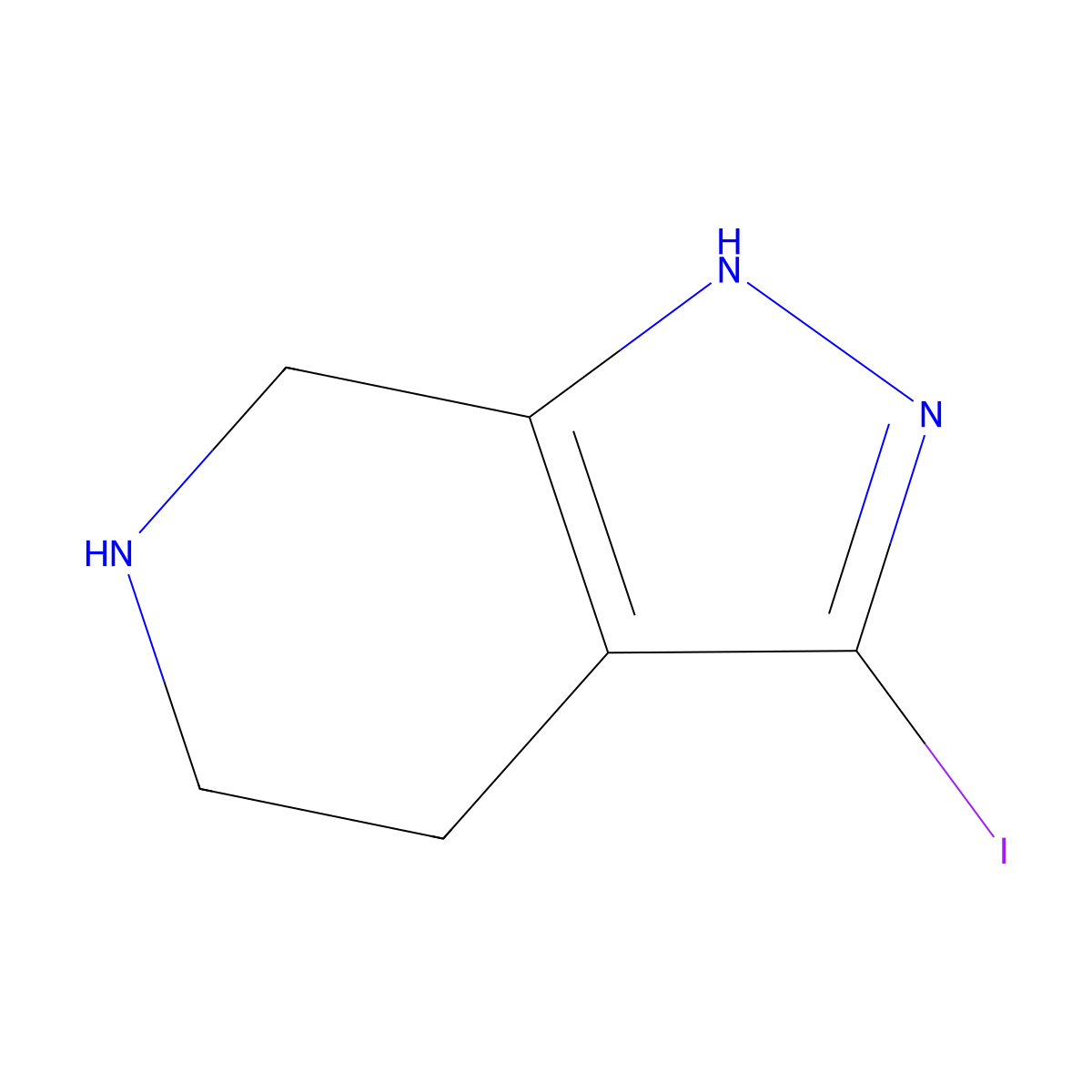 3-iodo-4,5,6,7-tetrahydro-1H-pyrazolo[3,4-c]pyridine molecular structure, CAS 2639427-47-5