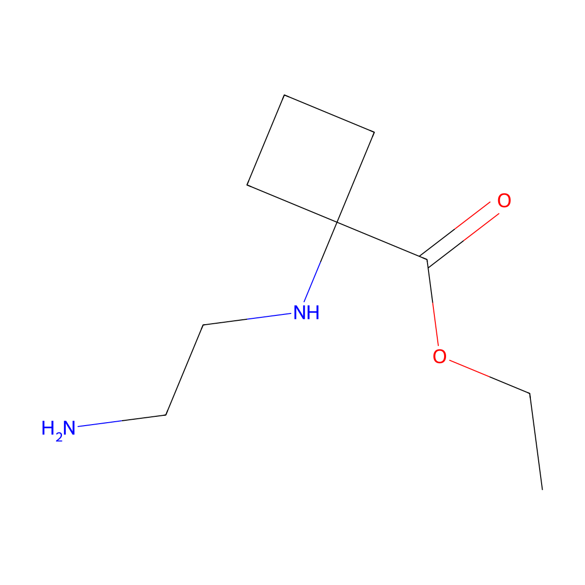 Ethyl 1-[(2-aminoethyl)amino]cyclobutane-1-carboxylate molecular structure, CAS 2639427-51-1